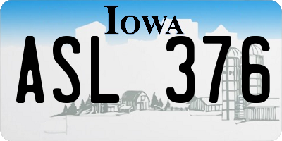 IA license plate ASL376