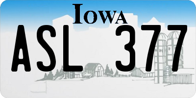 IA license plate ASL377