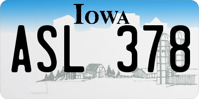 IA license plate ASL378