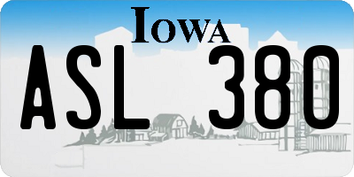 IA license plate ASL380