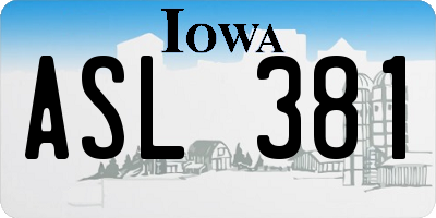 IA license plate ASL381