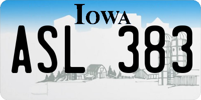 IA license plate ASL383