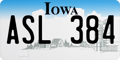 IA license plate ASL384