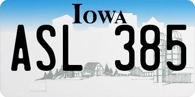 IA license plate ASL385