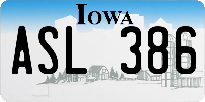 IA license plate ASL386