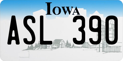 IA license plate ASL390