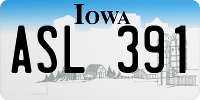 IA license plate ASL391