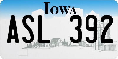 IA license plate ASL392
