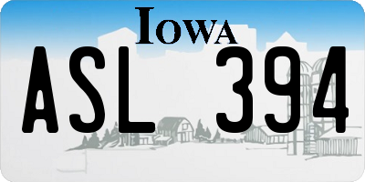 IA license plate ASL394