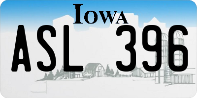 IA license plate ASL396