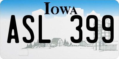 IA license plate ASL399