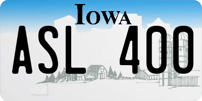 IA license plate ASL400
