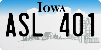 IA license plate ASL401