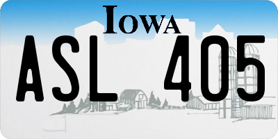 IA license plate ASL405