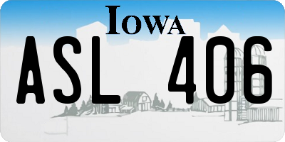 IA license plate ASL406