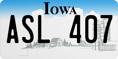IA license plate ASL407