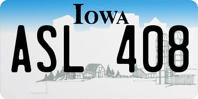 IA license plate ASL408