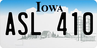 IA license plate ASL410