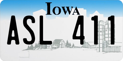 IA license plate ASL411