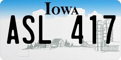 IA license plate ASL417