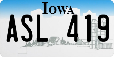 IA license plate ASL419