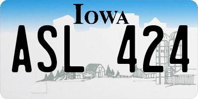 IA license plate ASL424