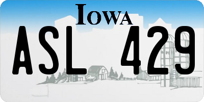 IA license plate ASL429