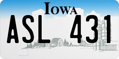 IA license plate ASL431