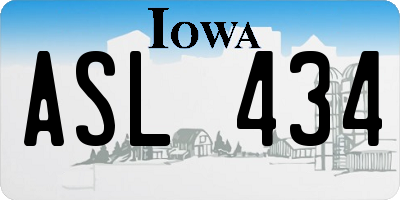 IA license plate ASL434