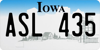 IA license plate ASL435