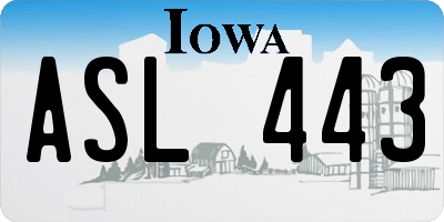 IA license plate ASL443