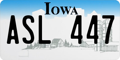 IA license plate ASL447