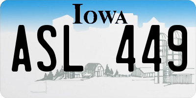 IA license plate ASL449