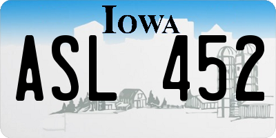 IA license plate ASL452
