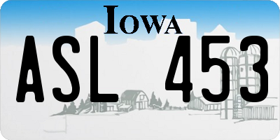 IA license plate ASL453