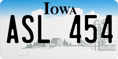 IA license plate ASL454