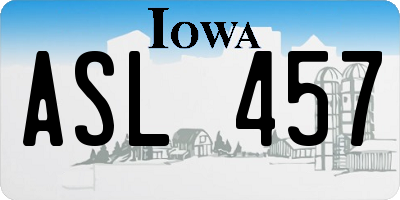 IA license plate ASL457