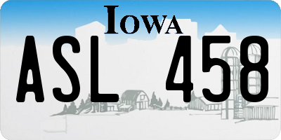 IA license plate ASL458
