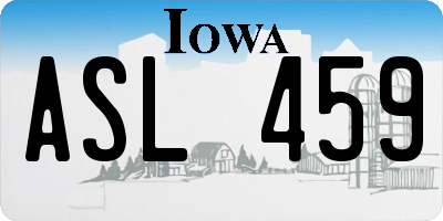 IA license plate ASL459
