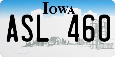 IA license plate ASL460