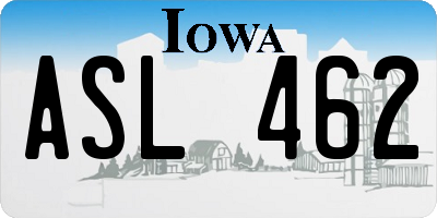 IA license plate ASL462