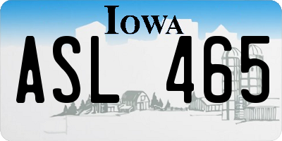 IA license plate ASL465