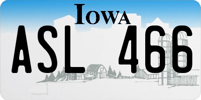 IA license plate ASL466