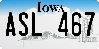 IA license plate ASL467