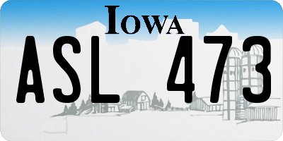 IA license plate ASL473