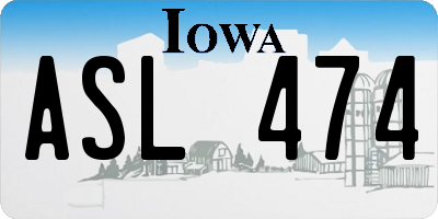 IA license plate ASL474