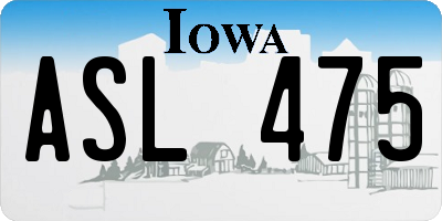 IA license plate ASL475