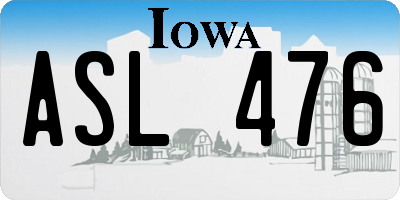 IA license plate ASL476