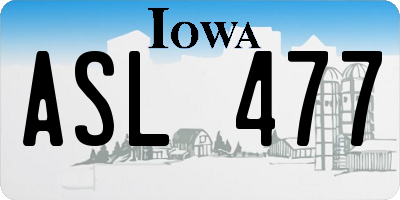 IA license plate ASL477
