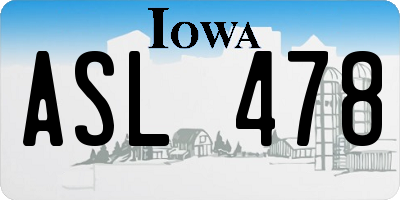 IA license plate ASL478